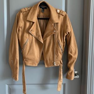 Camel suede moto jacket